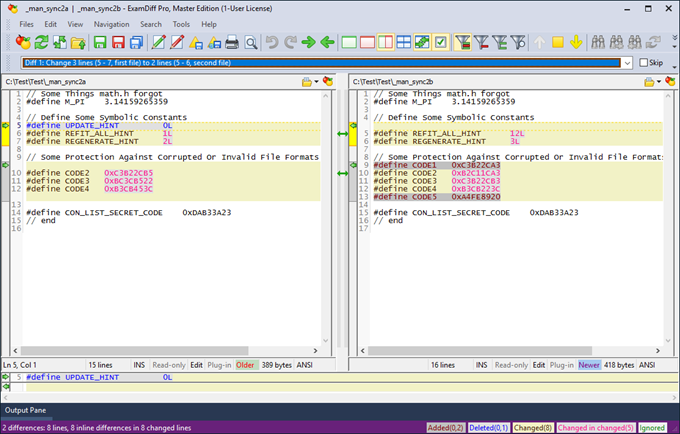 Add manual synchronization points to text file comparison