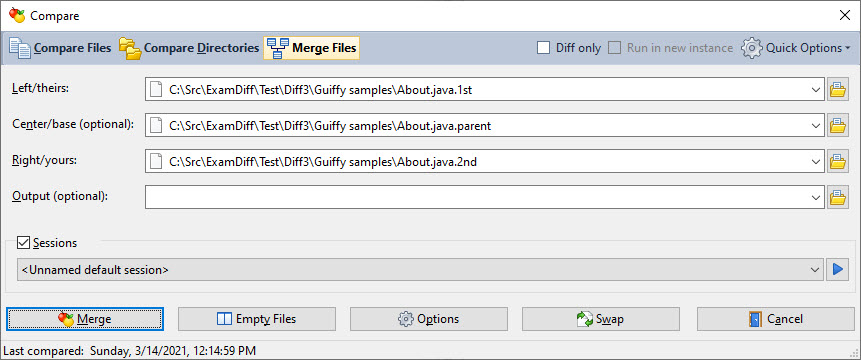 Merge layout of Compare dialog