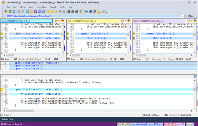 Perform two-way and three-way diff and merge