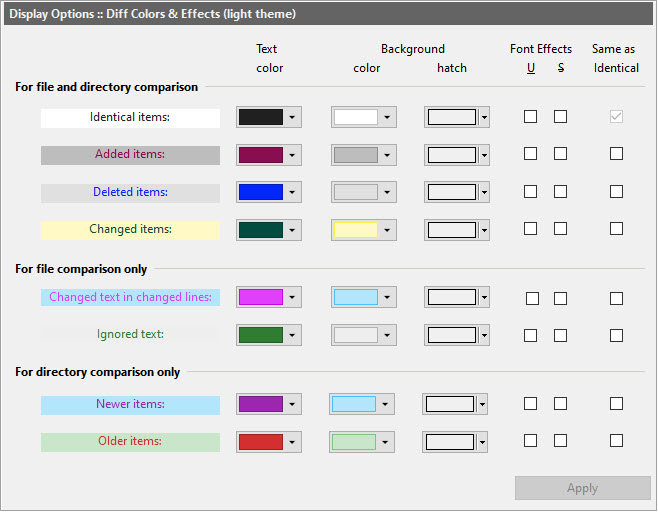 Colors Options dialog