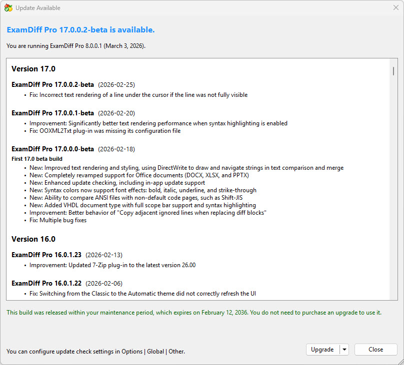 Update Available dialog