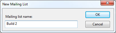 New Mailing List dialog