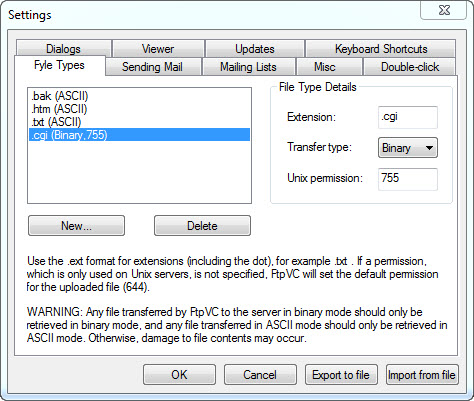 Settings - ASCII Extensions