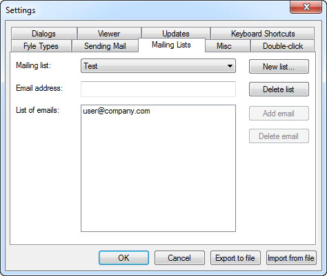 Settings - Mailing Lists