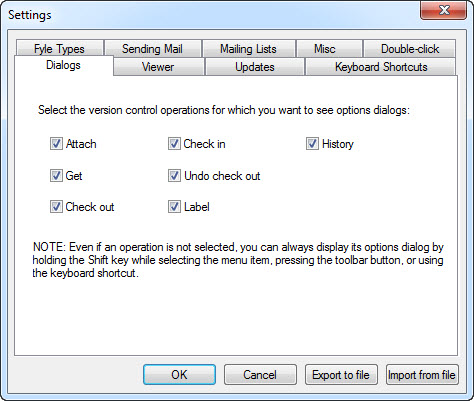 Settings - Dialogs