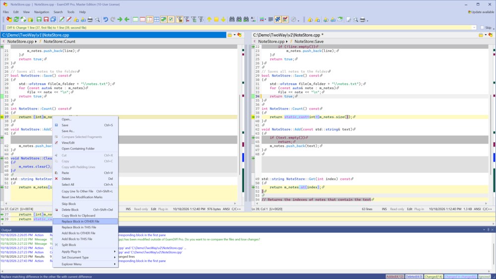 Copy commands in the right-click menu