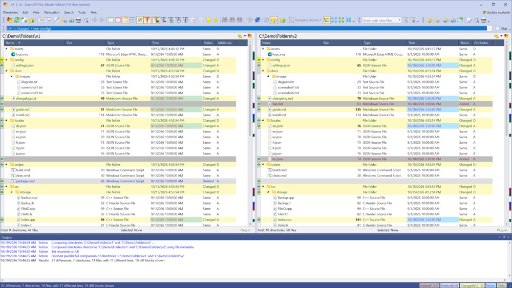 The folder comparison opened from Windows Explorer