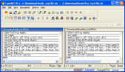 ExamDiff Pro main window, with our two files being compared with both our Sort plug-in and a view filter