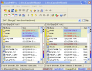 ExamDiff Pro main window, shown with two directories compared, with with Recursive Comparison set to Do Not Compare Subdirectories At All