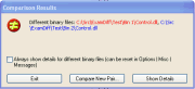 ExamDiff Pro dialog showing that you are comparing two different binary files