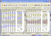 ExamDiff Pro main window, comparing two binary files