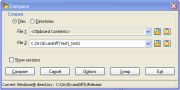 ExamDiff Pro Compare dialog, comparing clipboard contents to a file